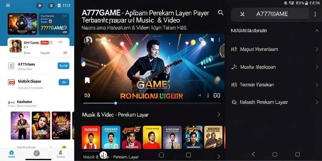 Antarmuka A777GAME yang simpel dan fitur Perekam Layar yang lengkap.