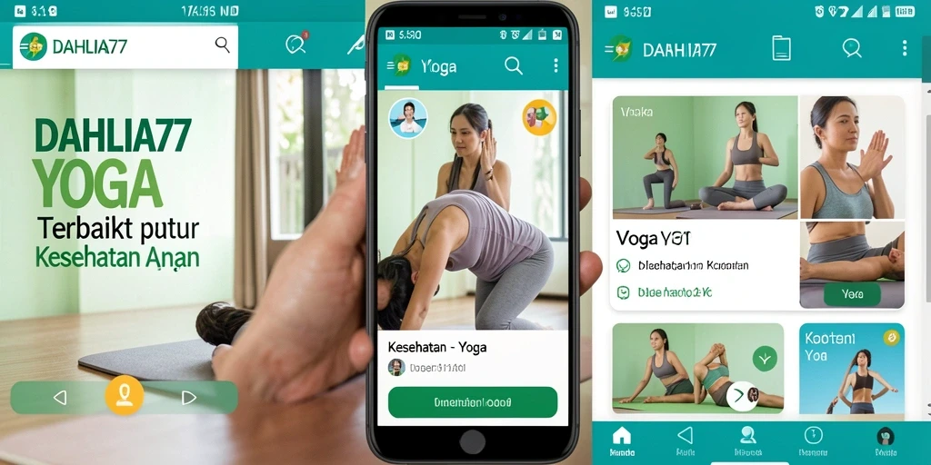 Tampilan utama aplikasi DAHLIA77 dengan berbagai pilihan latihan yoga.