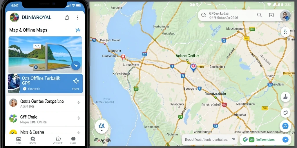 Tampilan antarmuka DUNIAROYAL yang jelas dan fungsional untuk GPS Offline Maps.