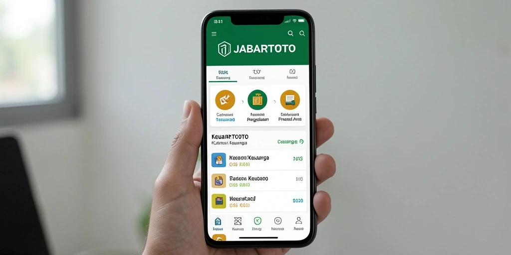 Screenshot aplikasi JABARTOTO menunjukkan antarmuka Catatan Keuangan yang sederhana dan intuitif.