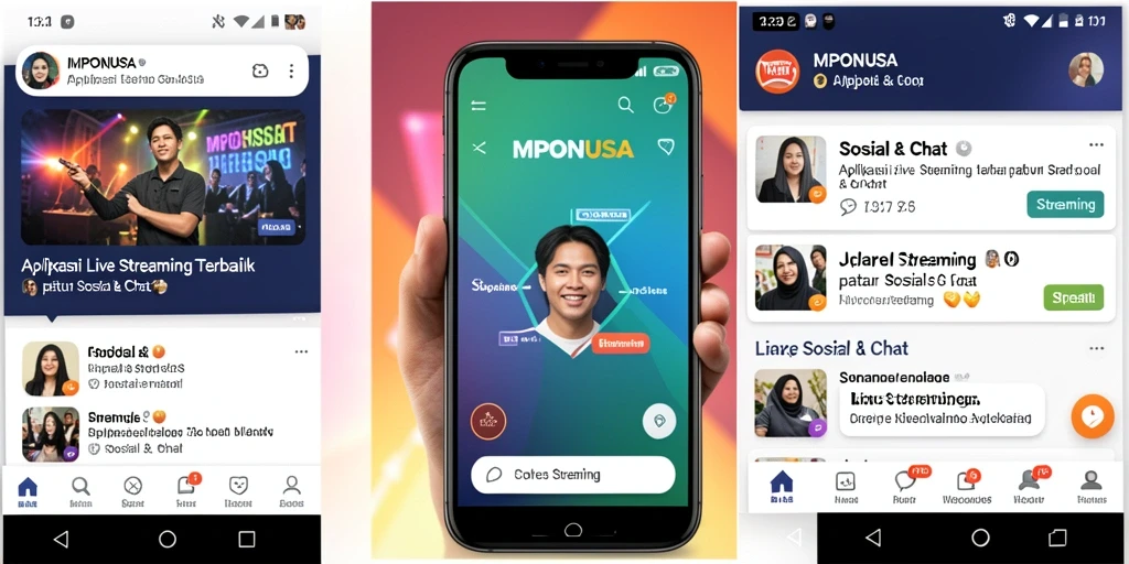 Tampilan antarmuka aplikasi MPONUSA yang modern dan mudah digunakan untuk Live Streaming.