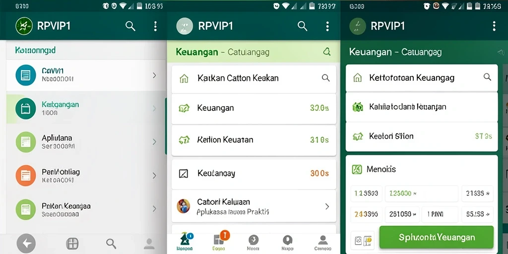 Tampilan antarmuka aplikasi Catatan Keuangan RPVIP1 yang menarik dan informatif.