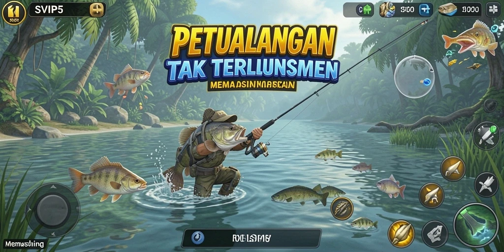 Tampilan antarmuka game Memancing yang menarik dan interaktif.